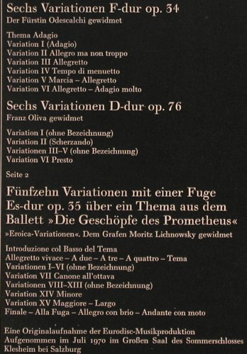 Beethoven,Ludwig van: 6 Variationen F-dur op.34,op.76,35, Parnass(92 689), D,  - LP - L6953 - 9,00 Euro