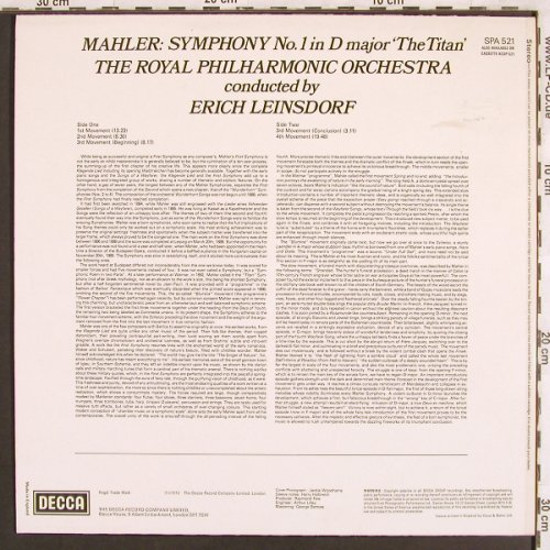 Mahler,Gustav: Sinfonie Nr.1 in D major,The Titan', Decca(SPA 521), UK, 1972 - LP - L6987 - 6,00 Euro