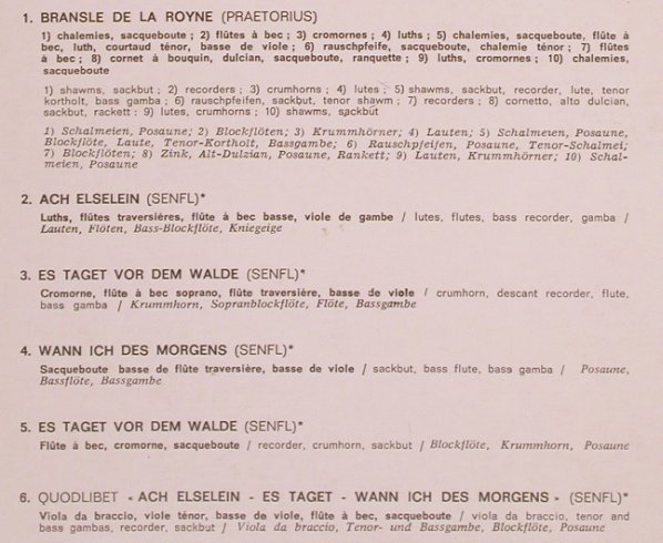 V.A.Lieder und Tänze der deutschen: Renaissance-Hassler...Senfl, Concert Hall(SMS 2848), ,  - LP - L7002 - 6,00 Euro