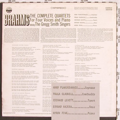Brahms,Johannes: The Complete Quartets for 4 Voice&P, Everest Records(3249), US,  - LP - L7120 - 7,50 Euro