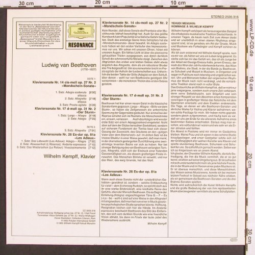 Beethoven,Ludwig van: Klaviersonaten op.14,17,26, D.Gr. Resonance(2535 316), D,  - LP - L7121 - 6,00 Euro