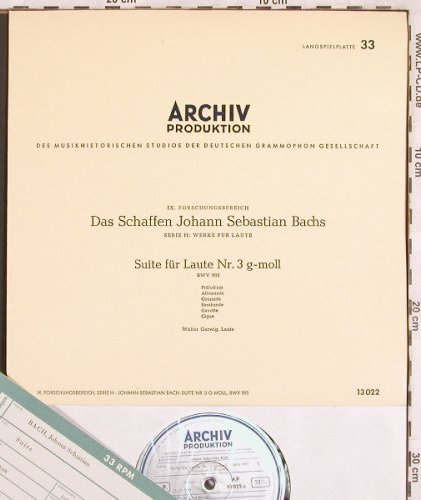 Bach,Johann Sebastian: Suite für Laute Nr.3 g-moll,BWV 995, Archiv(13 022), D, 1965 - 10inch - L7172 - 7,50 Euro