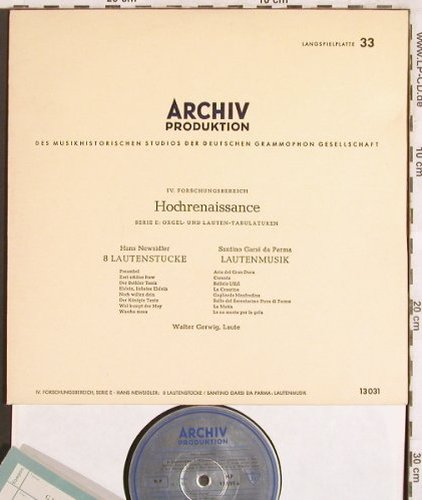 Newsidler,Hans/S.Garsi d.Parma: 8 Lautenstücke/Lautenmusik, Archiv(13 031), D, 1966 - 10inch - L7174 - 5,00 Euro