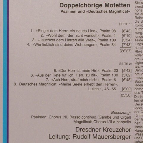 Schütz,Heinrich: Doppelchörige Motetten, Ri, Archiv(2547 002), D, 1966 - LP - L7235 - 5,00 Euro