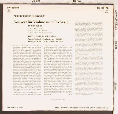 Tschaikowsky,Peter: Konzert f.Violine & Orch.inD,op.35, Telefunken(TW 30 170), D,  - 10inch - L7236 - 7,50 Euro