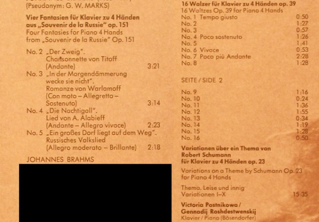 Brahms,Johannes: 4 Fantasien a.Souvenir de la Russie, Melodia/Eurodisc(89 152 KK), D, 1975 - LP - L7267 - 5,00 Euro