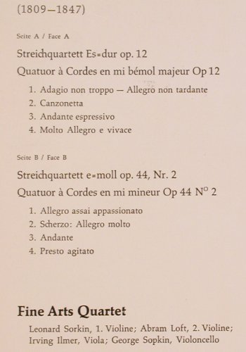 Mendelssohn-Bartholdy,Felix: Streichquartette es-dur op.12, Musicaphon(BM 30 L 1815), D, Mono, 1967 - LP - L7319 - 6,00 Euro