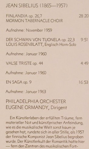 Sibelius,Jean: Finlandia, op.26,7. Der Schwan.., CBS(61 266), D, 1975 - LP - L7434 - 6,00 Euro