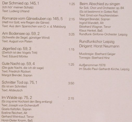 Schumann,Robert: Chöre, Eterna(8 27 168), DDR, 1979 - LP - L7463 - 6,00 Euro