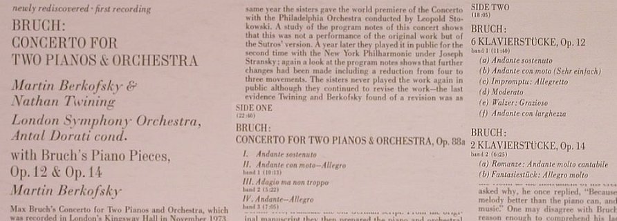 Bruch,Max: Concertos for two Pianos&Orch., Angel(S-36997), US, 1974 - LP - L7504 - 7,50 Euro