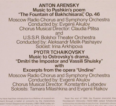 Arensky,Anton / Tschaikowky: The Fountain of Bakhchisarai/Dmitri, Melodia/ABCWestminster(WGS-8300), US,vg+/m-, 1975 - LP - L7533 - 5,00 Euro