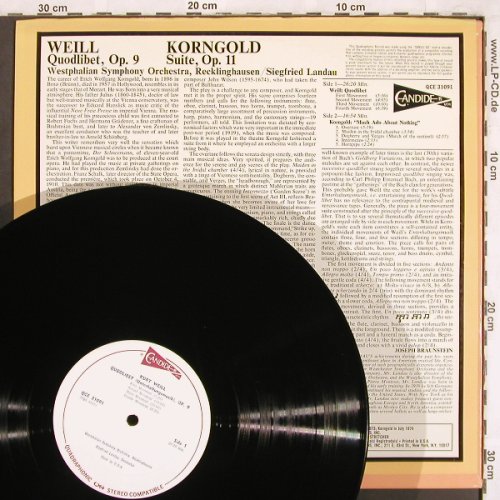 Weill,Kurt / W.Korngold: Quodlibet.Op.9/Suite from'Much Ado, Candide(QCE 31091), US, 1976 - LPQ. - L7593 - 9,00 Euro