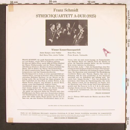 Schmidt,Franz: Streichquartett A-Dur(1925),vg+/vg+, Preiser Records(SPR 3062), A,  - LP - L7648 - 5,00 Euro