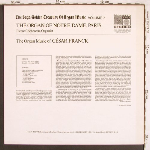 Franck,Cesar: The Organ of Notre Dame,Paris, Saga, Vol.7(5390), UK, vg+/m-, 1974 - LP - L7691 - 5,00 Euro