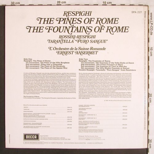 Respighi,Ottorino: The Pines of Rome/Fountains ofRome, Decca(SPA 227), UK,  - LP - L7780 - 7,50 Euro