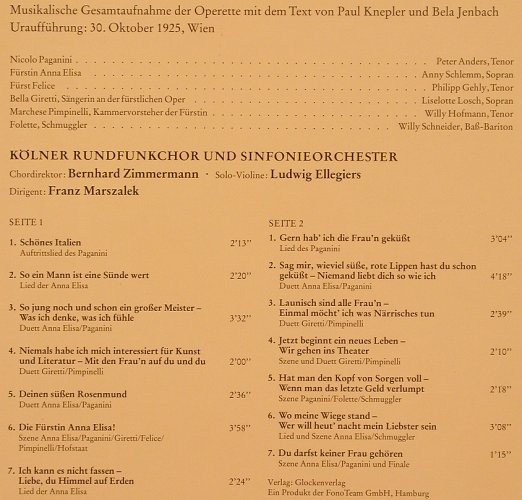 Lehar,Franz: Paganini, RCA(VL 30314), D, 1978 - LP - L7813 - 6,00 Euro