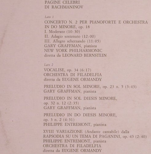 Rachmaninoff,Sergei: Pagine Celebri, CBS(S 61952), I, 1969 - LP - L7833 - 5,00 Euro