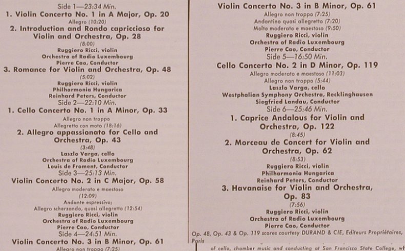 Saint-Saens,Camille: Works for Violin&Orch,Cello&Orch, VoxBox, Vol.1(QSVBX 5134), US,m /vg+,  - 3LPQ - L7859 - 15,00 Euro