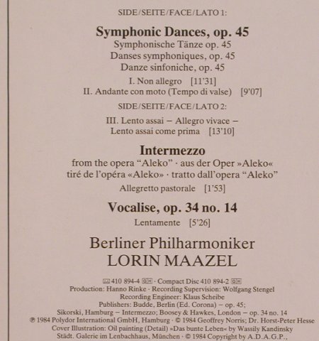 Rachmaninov,Sergej: Symphonic Dances/Intermezzo/Vocalis, D.Gr.(410 894-1), D, 1984 - LP - L7925 - 7,50 Euro