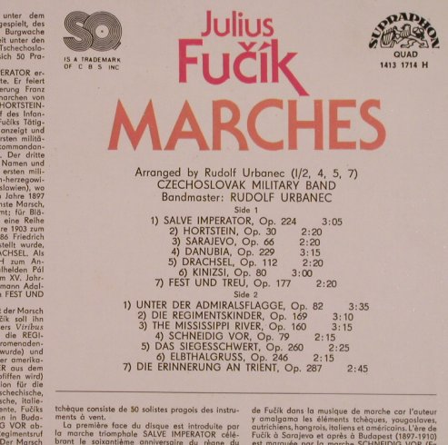 Fucik,Julius: Marches, Supraphon(1413 1714 H), CZ, 1974 - LPQ - L8033 - 7,50 Euro