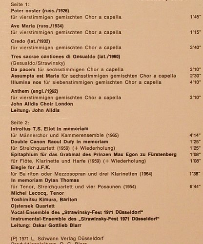 Strawinsky,Igor: Geistliche Musik 1, vg+/vg+, Schwann AMS Studio(604), D, 1971 - LP - L8054 - 4,00 Euro