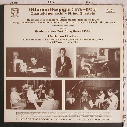 Respighi,Ottorino: Quartetti per archi,String Quartets, Adriano(ADR 4), CH, 1983 - LP - L8089 - 12,50 Euro