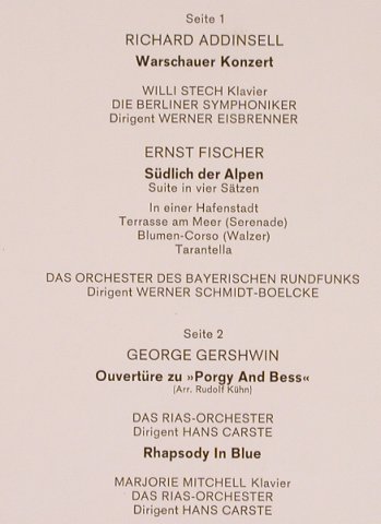Gershwin,George/Addinsell/Fischer: Concert in Blue, Baccarola(85 178 ZU), D,  - LP - L8163 - 5,00 Euro