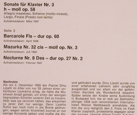 Lipatti,Dinu: 2 Frederic Chopin, Dacapo(C 047-01 282 M), D,  - LP - L8196 - 6,00 Euro
