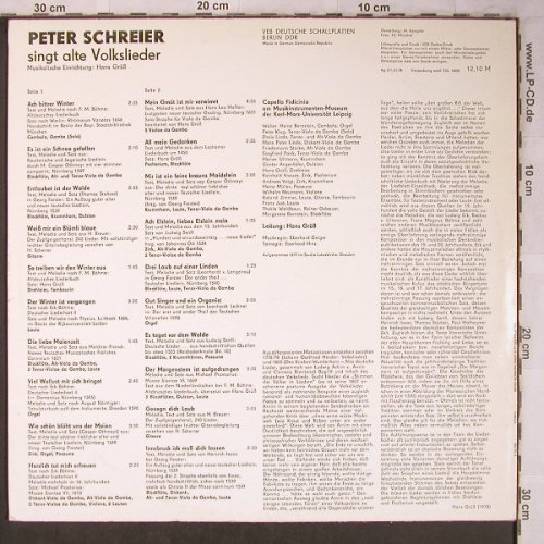 Schreier,Peter: singt alte Volkslieder, m-/vg+, Eterna(8 35 066), DDR, 1978 - LP - L8301 - 6,00 Euro