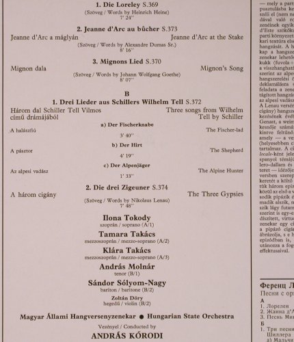 Liszt,Franz: Orchestral Songs, Hungaroton(SLPD 12105), H, 1986 - LP - L8304 - 7,50 Euro