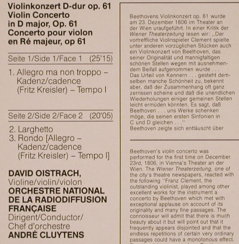 Beethoven,Ludwig van: Violinkonzert D-Dur op.61, EMI(1909051), D, Ri,  - LP - L8326 - 7,50 Euro