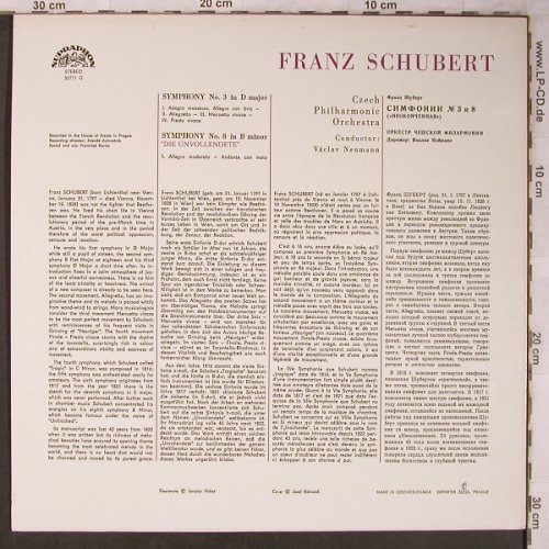Schubert,Franz: Symphonie Nos.3 and 8*, Supraphon(SUA ST 50 771), CZ, Ri,  - LP - L8337 - 7,50 Euro