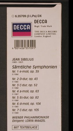 Sibelius,Jean: Sämtliche Symphonien, Decca(6.35709 DX), D, 1986 - 3LP - L8341 - 12,50 Euro
