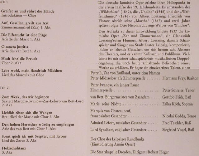 Lortzing,Albert: Zar und Zimmermann-Gr.Querschnitt, Deutscher Schallp.Club(J 203), D, Ri,  - LP - L8343 - 7,50 Euro