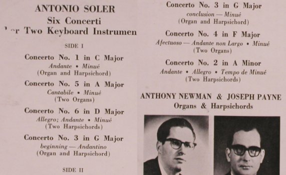 Soler,Padre Antonio: Six Concerti for Two Keyboards Inst, Turnabout(TV 34136 S), UK, 1968 - LP - L8391 - 7,50 Euro