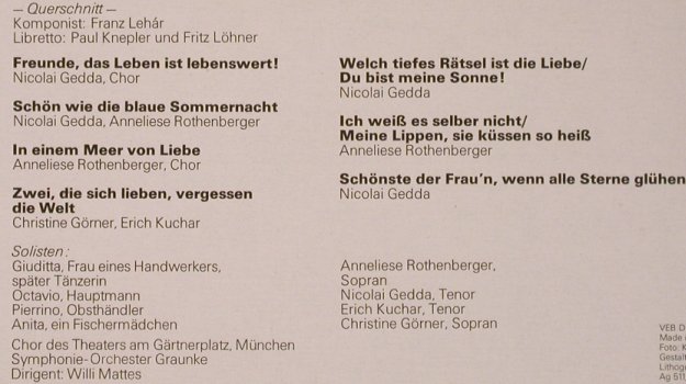 Strauss,Johann / Franz Lehar: Wiener Blut / Giuditta, Amiga(8 45 068), DDR, 1981 - LP - L8409 - 6,00 Euro