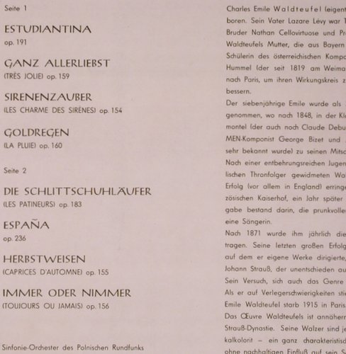 Waldteufel,Emil: Waldteufeleien, Amiga(8 45 060), DDR, 1969 - LP - L8414 - 7,50 Euro