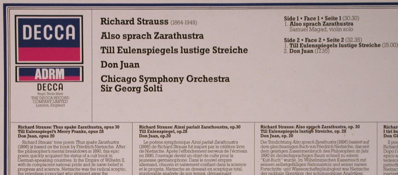 Strauss,Richard: Also Sprach Zarathustra/Don Juan/Ti, Decca Variation ADRM(6.43497 OG), D, co, 1987 - LP - L8442 - 5,00 Euro
