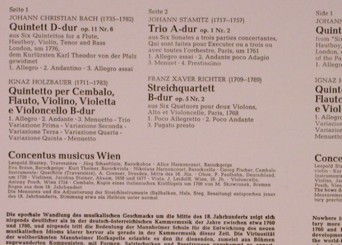 V.A.Musik am Mannheimerhof: J.C.Bach,Holzbauer,Stamitz,Richter, Telefunken(SAWT 9445-B), D,m-/vg+,  - LP - L8510 - 5,00 Euro