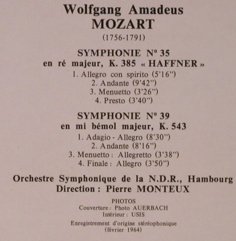 Mozart,Wolfgang Amadeus: Symphonie No.35 en re m, /39,Foc, Festival(FC 468), F, 1978 - LP - L8520 - 5,00 Euro