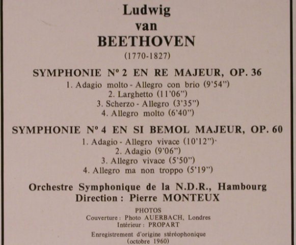 Beethoven,Ludwig van: Symphonie No.2 en re maj/No.4, Festival(PC 446), F,  - LP - L8521 - 7,50 Euro