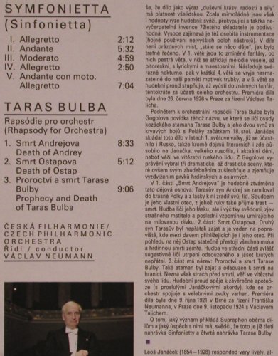 Janacek,Leos: Sinfonietta / Taras Bulba, Supraphon(1110 3400 ZA), CZ, 1982 - LP - L8543 - 7,50 Euro