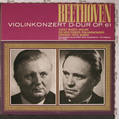 Beethoven,Ludwig van: Konzert f. Violine+Orch.D-dur op.61, Brüder Busch Ges.(12 PAL 3902), D,  - LP - L8559 - 34,00 Euro