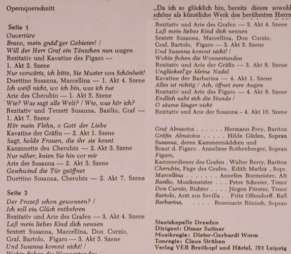 Mozart,Wolfgang Amadeus: Figaros Hochzeit, Heitere Oper, Eterna, ,m-/vg+(8 25 506), DDR, 1975 - LP - L8595 - 5,00 Euro