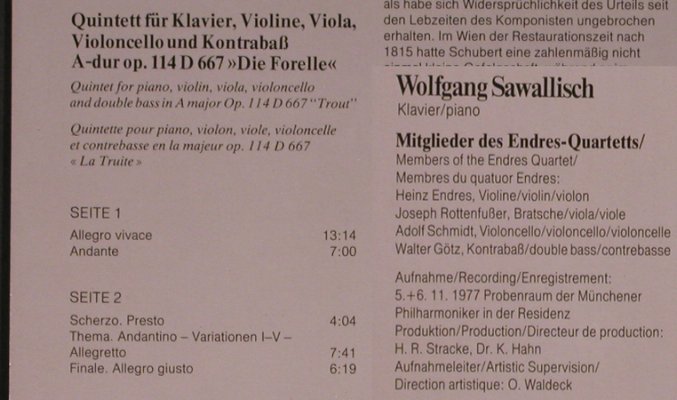 Schubert,Franz: Forellen-Quintett A-dur, Parnass(66 926 7), D, 1978 - LP - L8601 - 6,00 Euro