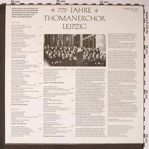 Thomanerchor Leipzig: 775 Jahre, Eterna(827 999), DDR, 1987 - LP - L8616 - 6,00 Euro