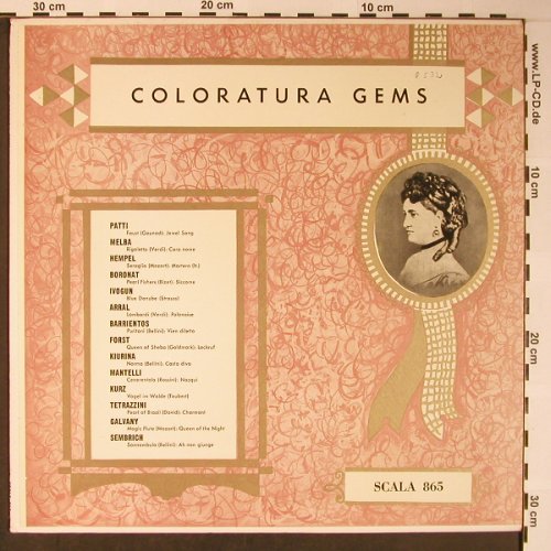 V.A.Coloratur Gems: Adelina Patti...Marcella Sembrich, Scala(865), US,  - LP - L8629 - 12,50 Euro