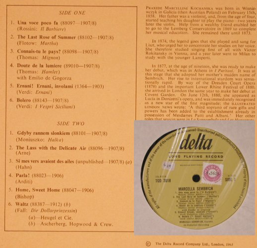 Sembrich,Marcella: Same, stoc.Rossini..Fall, Delta(TQD 3018), UK, 1963 - LP - L8641 - 12,50 Euro