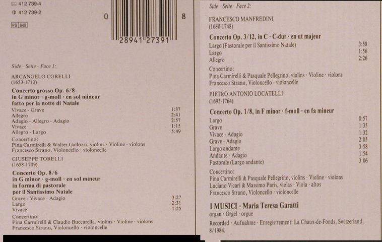 V.A.Weihnachtskonzerte: I Musici, Philips(412 739-1), D, 1985 - LP - L8675 - 6,00 Euro