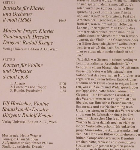 Strauss,Richard: Das Instrumentalwerk,Klavier/Violin, Eterna, m-/vg+(8 26 853), DDR, 1976 - LP - L8700 - 5,00 Euro